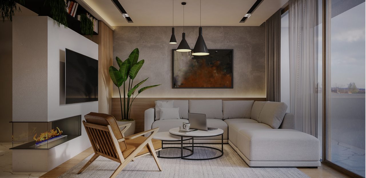 modern living room representing mid net worth insurance